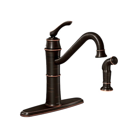 B & K Moen Wetherly One Handle Bronze Kitchen Faucet Side Sprayer Included 87999BRB